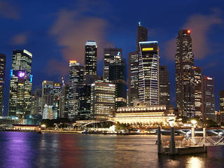 Singapore skyline lights