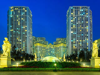 Hanoi city skyline lights